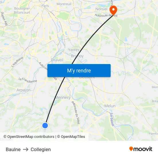 Baulne to Collegien map