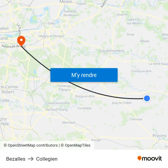 Bezalles to Collegien map