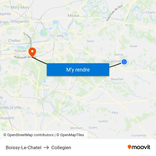 Boissy-Le-Chatel to Collegien map