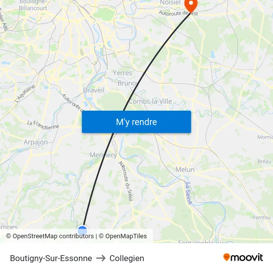 Boutigny-Sur-Essonne to Collegien map