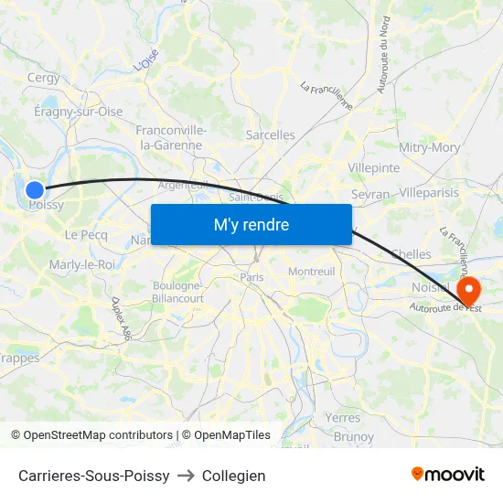 Carrieres-Sous-Poissy to Collegien map