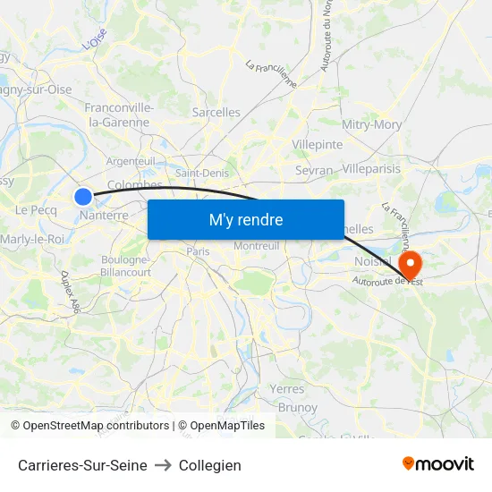 Carrieres-Sur-Seine to Collegien map