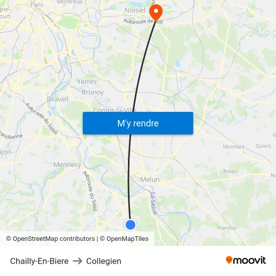Chailly-En-Biere to Collegien map