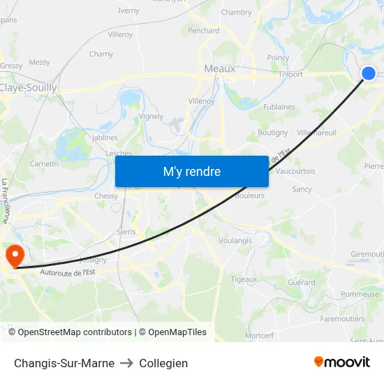 Changis-Sur-Marne to Collegien map