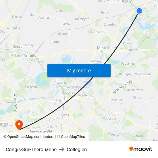 Congis-Sur-Therouanne to Collegien map