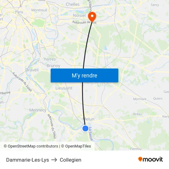 Dammarie-Les-Lys to Collegien map