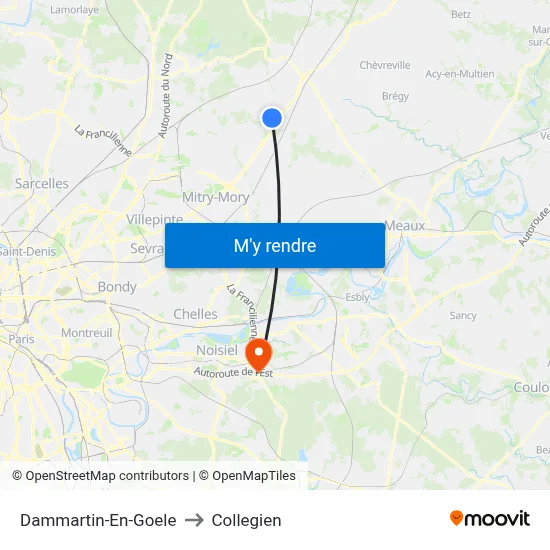 Dammartin-En-Goele to Collegien map