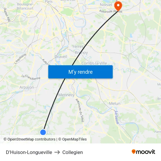 D'Huison-Longueville to Collegien map