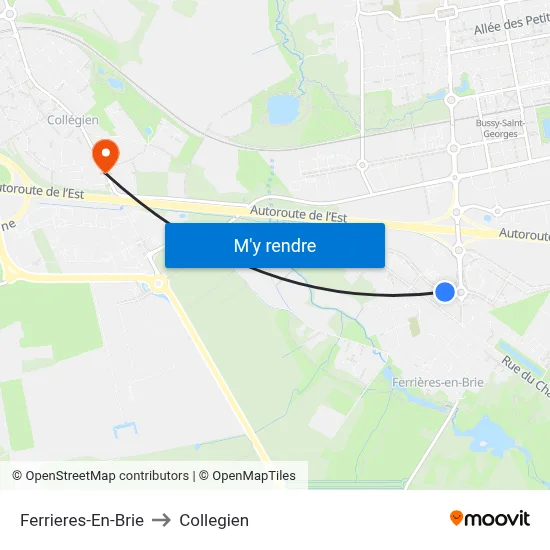 Ferrieres-En-Brie to Collegien map