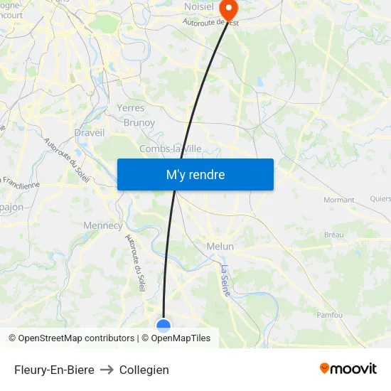 Fleury-En-Biere to Collegien map