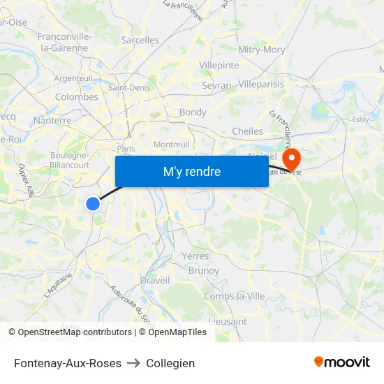 Fontenay-Aux-Roses to Collegien map