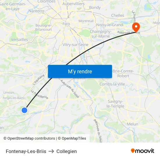 Fontenay-Les-Briis to Collegien map