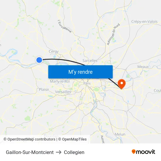 Gaillon-Sur-Montcient to Collegien map