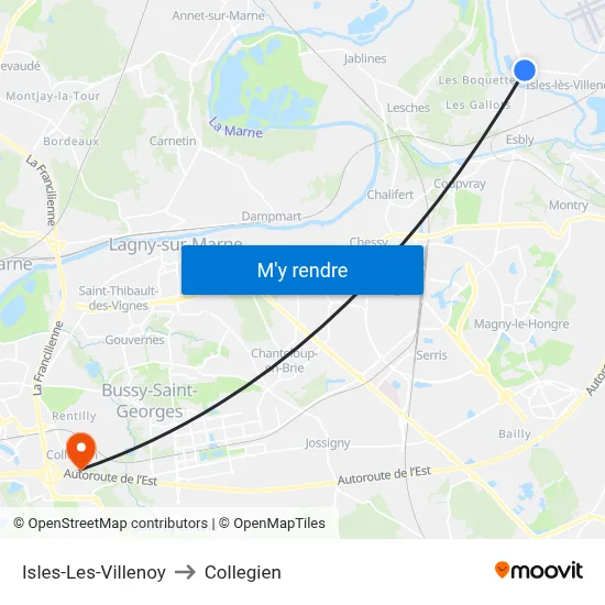 Isles-Les-Villenoy to Collegien map