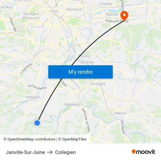 Janville-Sur-Juine to Collegien map