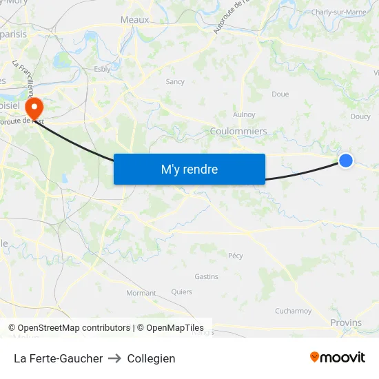 La Ferte-Gaucher to Collegien map