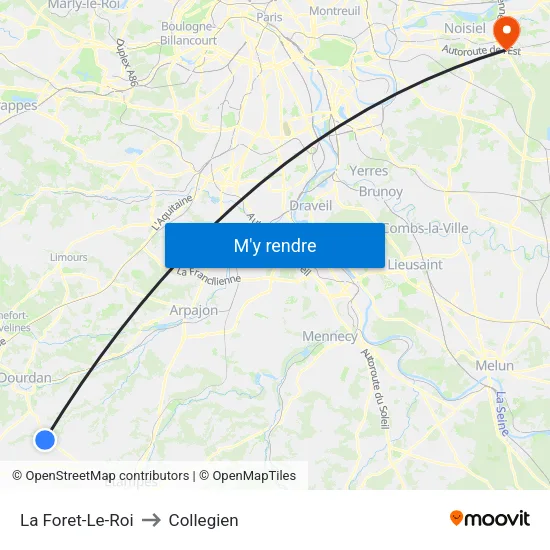 La Foret-Le-Roi to Collegien map