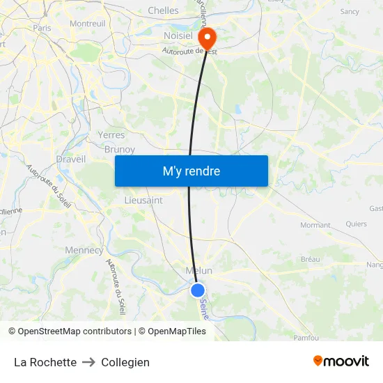 La Rochette to Collegien map