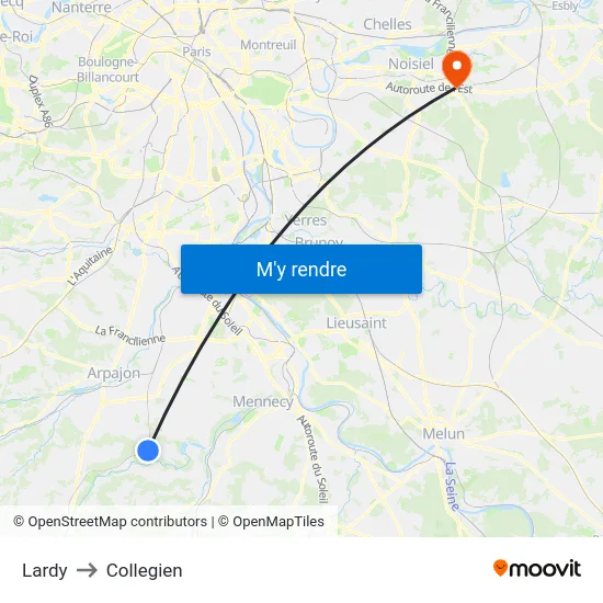 Lardy to Collegien map