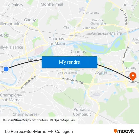 Le Perreux-Sur-Marne to Collegien map