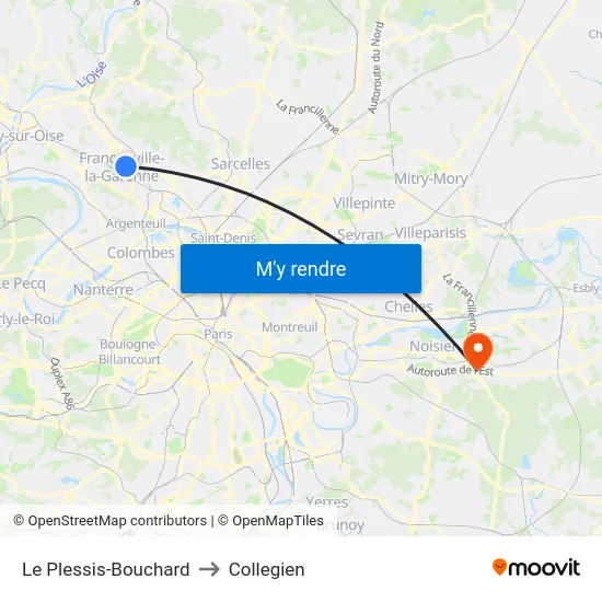 Le Plessis-Bouchard to Collegien map
