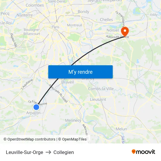Leuville-Sur-Orge to Collegien map