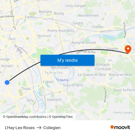 L'Hay-Les-Roses to Collegien map