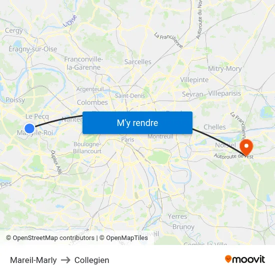 Mareil-Marly to Collegien map