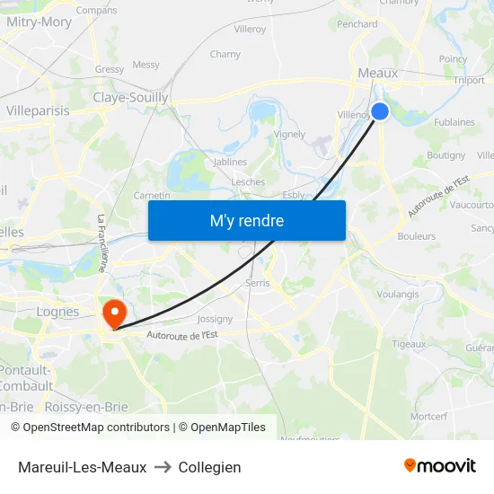 Mareuil-Les-Meaux to Collegien map