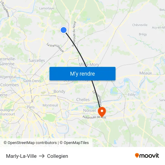 Marly-La-Ville to Collegien map