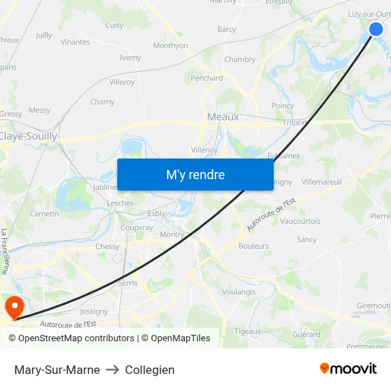 Mary-Sur-Marne to Collegien map