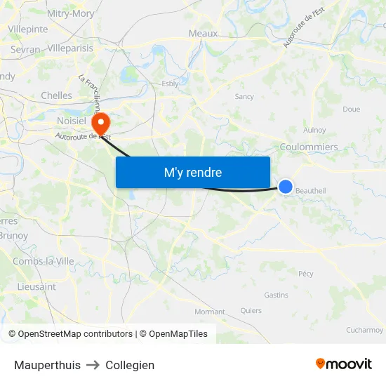 Mauperthuis to Collegien map