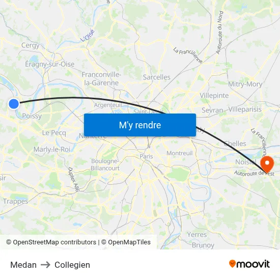 Medan to Collegien map