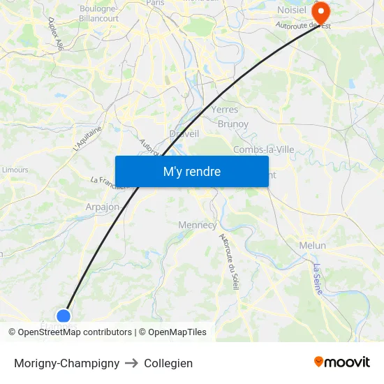 Morigny-Champigny to Collegien map