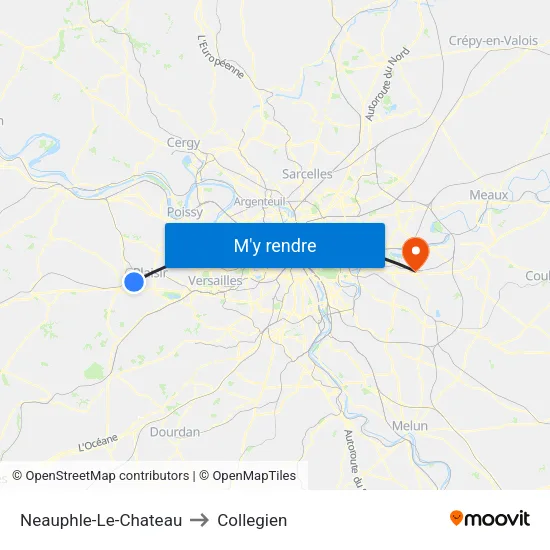 Neauphle-Le-Chateau to Collegien map