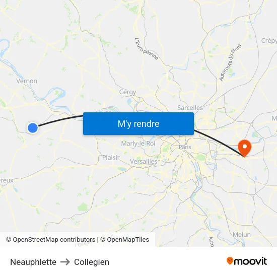 Neauphlette to Collegien map