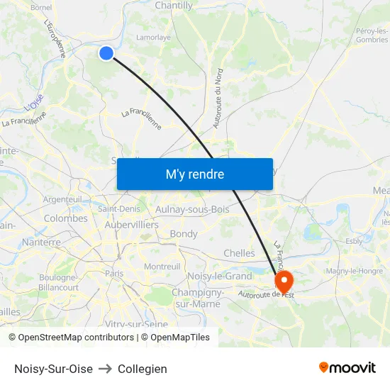 Noisy-Sur-Oise to Collegien map