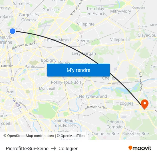 Pierrefitte-Sur-Seine to Collegien map