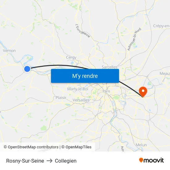 Rosny-Sur-Seine to Collegien map