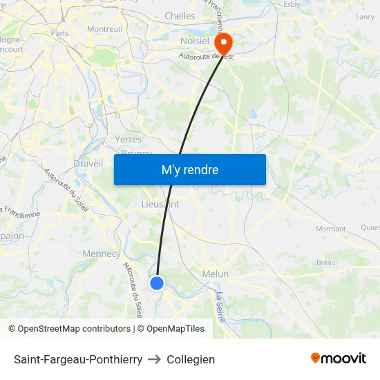 Saint-Fargeau-Ponthierry to Collegien map
