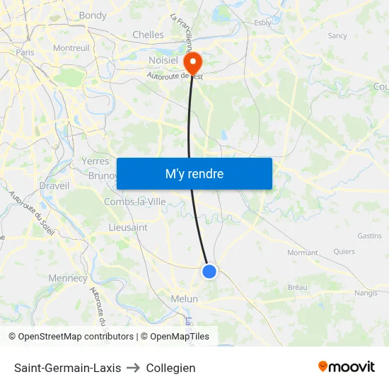 Saint-Germain-Laxis to Collegien map