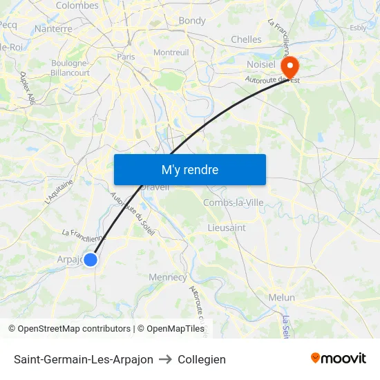 Saint-Germain-Les-Arpajon to Collegien map