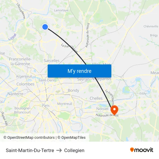 Saint-Martin-Du-Tertre to Collegien map