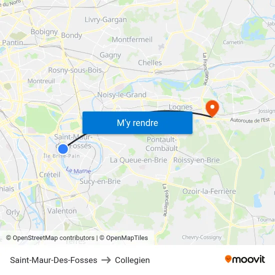 Saint-Maur-Des-Fosses to Collegien map