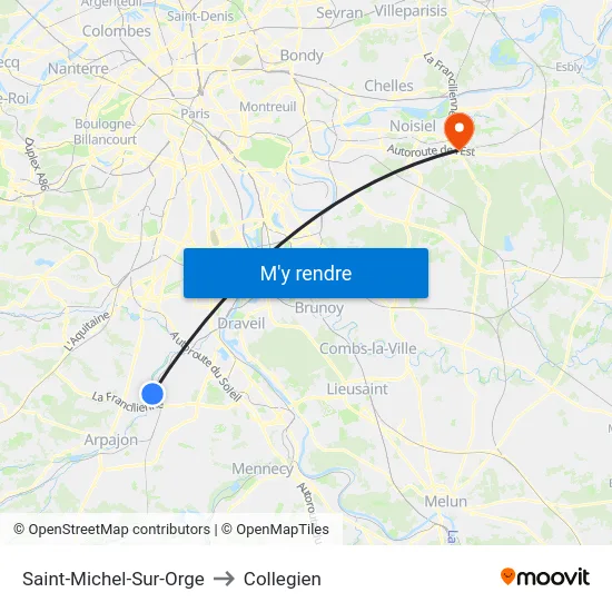 Saint-Michel-Sur-Orge to Collegien map