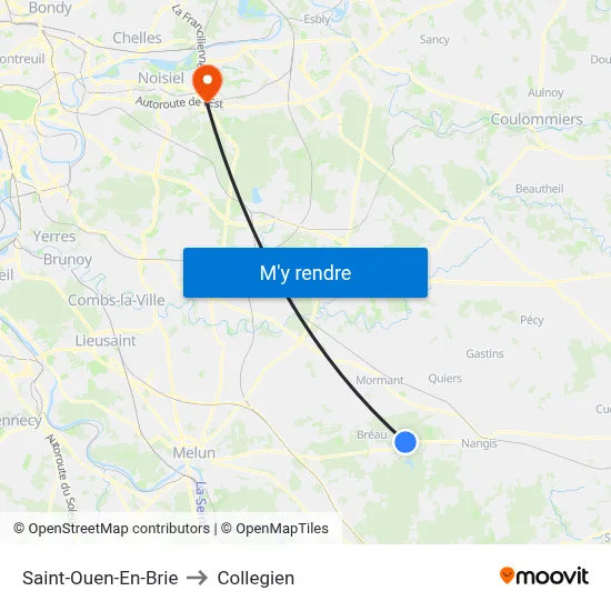 Saint-Ouen-En-Brie to Collegien map