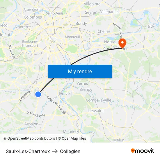Saulx-Les-Chartreux to Collegien map