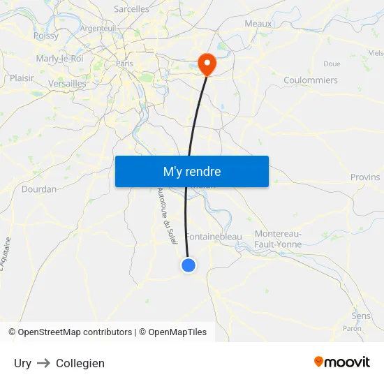 Ury to Collegien map