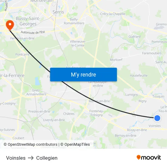 Voinsles to Collegien map