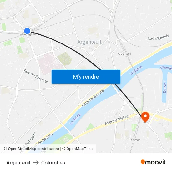 Argenteuil to Colombes map